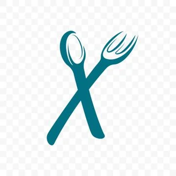 Fork and spoon for cafe vector icon Stock Illustration