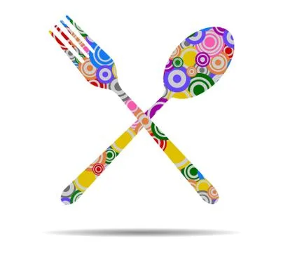 Fork and spoon circles icon vector イラスト素材