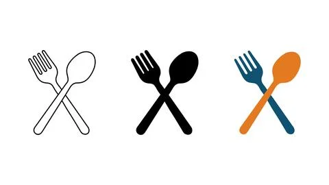 Fork and spoon cutlery icon set Stock Illustration