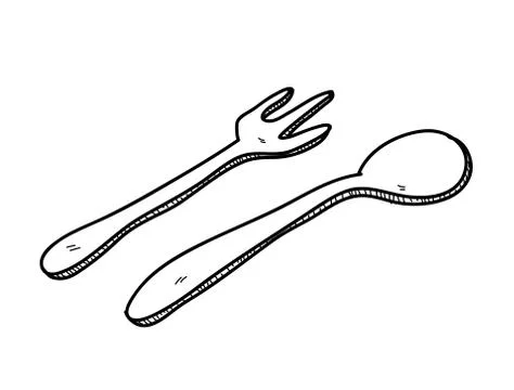 Fork and Spoon Doodle Illustrazione stock