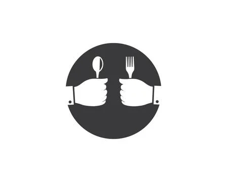 Fork and spoon in hand logo vector illustration fork and spoon in hand log... Stock Photos