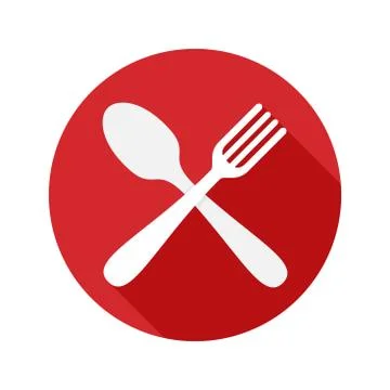 Fork and Spoon Icon With Long Shadow Illustrazione stock