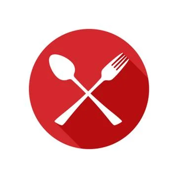 Fork and Spoon Icon With Long Shadow Stock Illustration