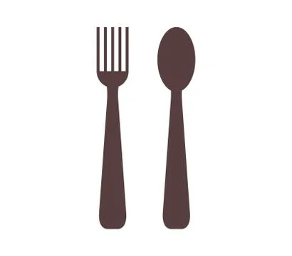 Fork and spoon icon on white background Stock Illustration