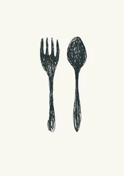 Fork and spoon illustration Ilustração Stock