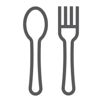 Fork and spoon line icon, kitchen and cooking Stock Illustration