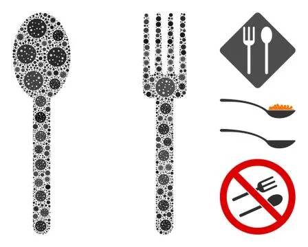 Fork and Spoon Mosaic of CoronaVirus Elements Stock Illustration