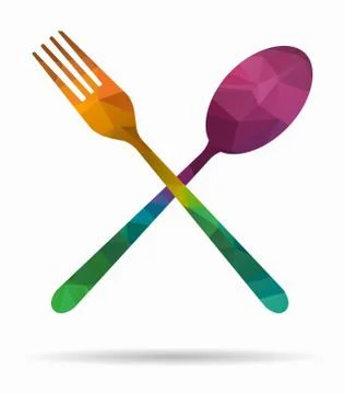 Fork and spoon poly icon Stock Illustration