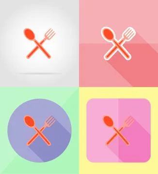 Fork and spoon service flat icons vector illustration Stock Illustration