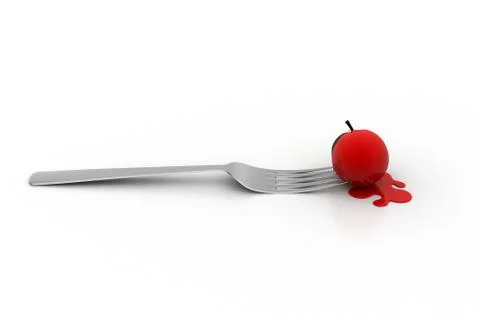 Fork with apple Free Stock Illustration