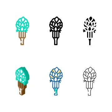 Fork artichoke color icon vector mix Stock Illustration
