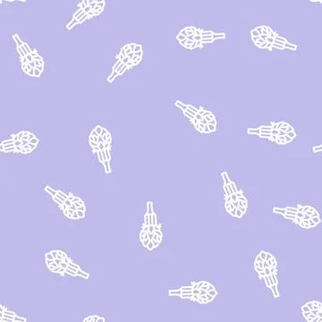 Fork artichoke line vector seamless pattern Stock Illustration