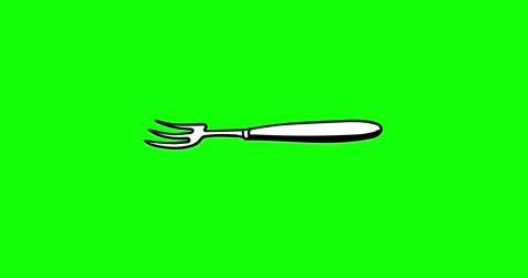 Fork black and white rotating animation on green screen background Stock Footage 309207090