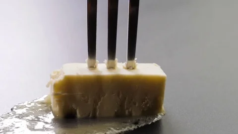 Fork with butter on a pan Stock Footage 85075648