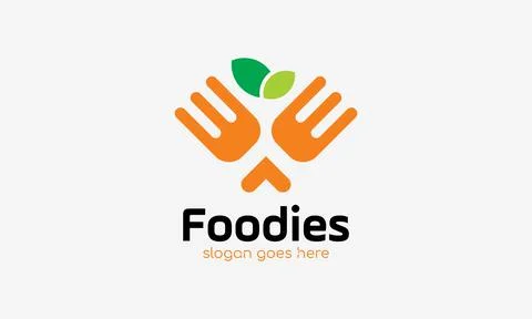 Fork button click logo vector cooking time food concept restaurant canteen .. Stock Illustration