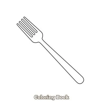 Fork cartoon coloring book vector illustration Stock Illustration