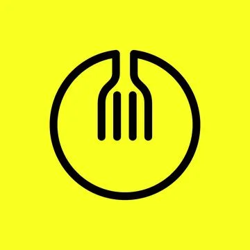 Fork circle geometric rounded shape minimalist simple style flat clean mode.. Stock Illustration