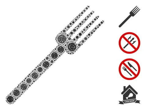 Fork Collage of Covid Virus Elements Stock Illustration