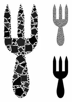 Fork Composition Icon of Inequal Elements Stock Illustration