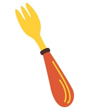 Fork. Cutlery. Tableware. Hand draw Decorative kitchen tool, household utensi Stock Illustration