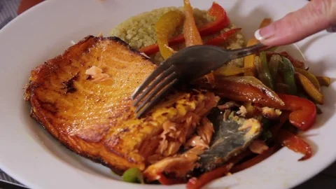 Fork with fish dish Stock Footage 77101066