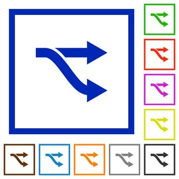 Fork flat framed icons Stock Illustration