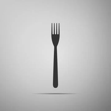 Fork flat icon on grey background. Vector Illustration Stock Illustration