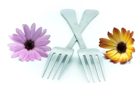 Fork with flowers Fotos de archivo