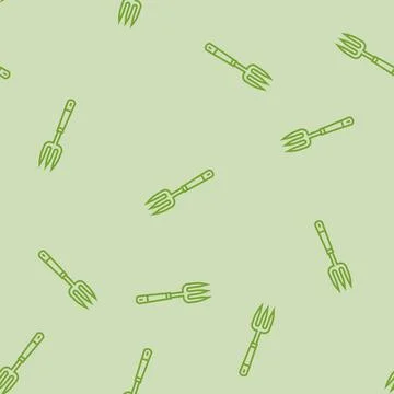 Fork garden tool line seamless pattern Stock Illustration