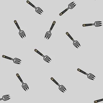Fork garden tool vector seamless pattern Stock Illustration