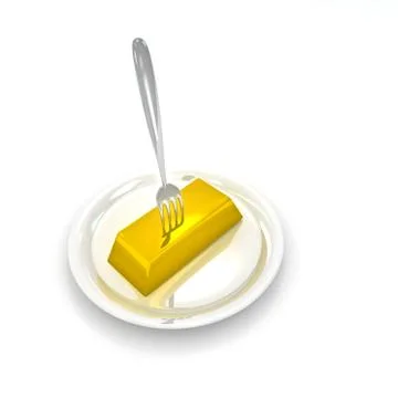 Fork in gold ingot Stock Illustration