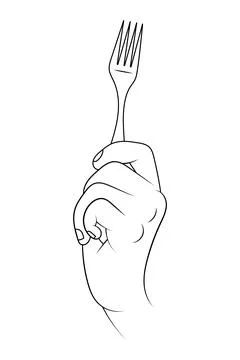 Fork in hand vector sketch illustration. Stock Illustration
