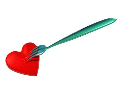 Fork in heart Stock Illustration