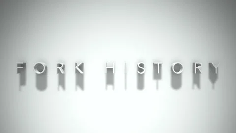 Fork history 3D title animation white text on a white background Video stock 299378512