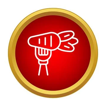 Fork holding a fresh carrot in a red and gold icon Stock Illustration