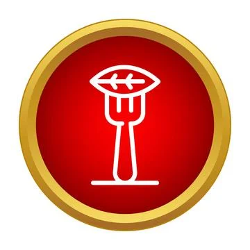 Fork holding leaf symbol on red button Stock Illustration