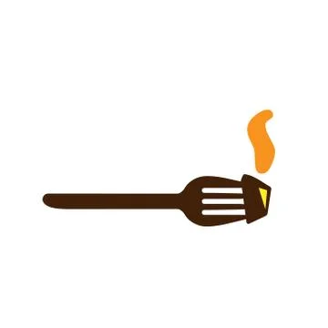 Fork icon abstract in diner style, Steam and hot food. Vector. Isolated Illustration