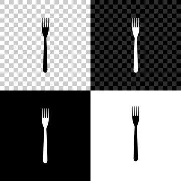 Fork icon isolated on black, white and transparent background. Vector Illustrazione stock