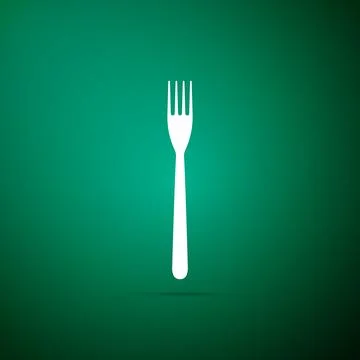 Fork icon isolated on green background. Flat design. Vector Illustration Stock Illustration