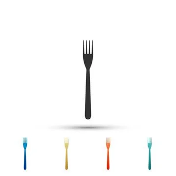 Fork icon isolated on white background. Set elements in colored icons. Flat.. Illustrazione stock