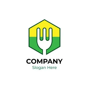 Fork icon logo design template with polygon. Stock Illustration