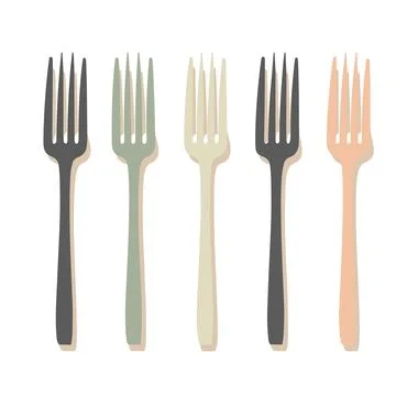 "Fork Icons Set: Flat Illustrations for Web Design Stock Illustration