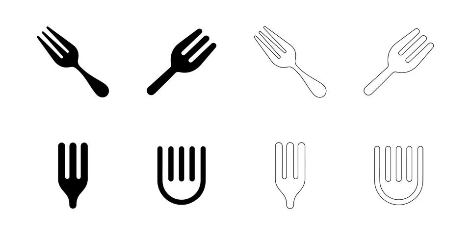 Fork icons set Illustrazione stock