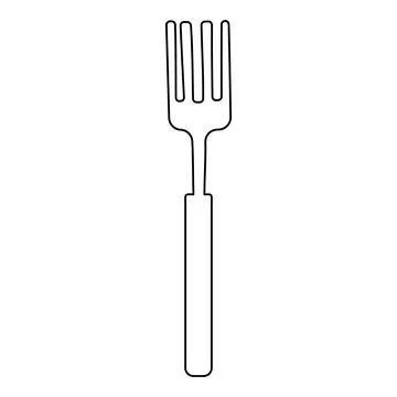 Fork kitchen prick eat kitchen line doodle Stock Illustration