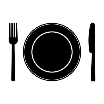 Fork, knife and plate Stock Illustration