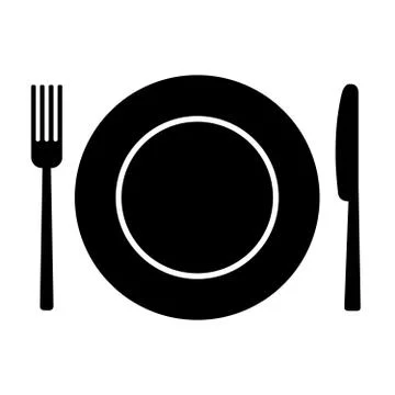 Fork, knife and plate Stock Illustration