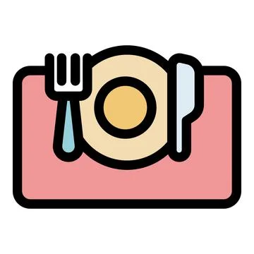 Fork, knife, and plate on placemat, ready for dining Stock Illustration