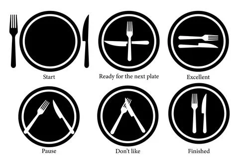 Fork, knife and plate serving Stock Illustration