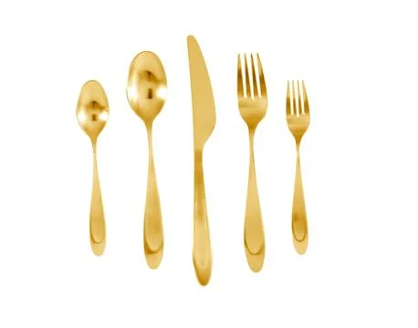 Fork, knife and spoon isolated Stock Photos