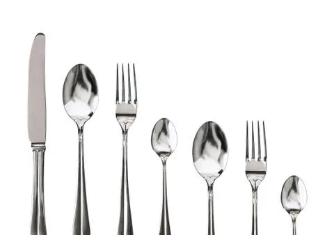 Fork ,knife and spoon on a white background Stock Photos